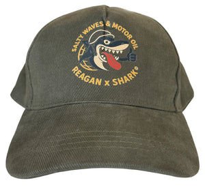Reagan x shark © Salty waves Motor Oil khaki
