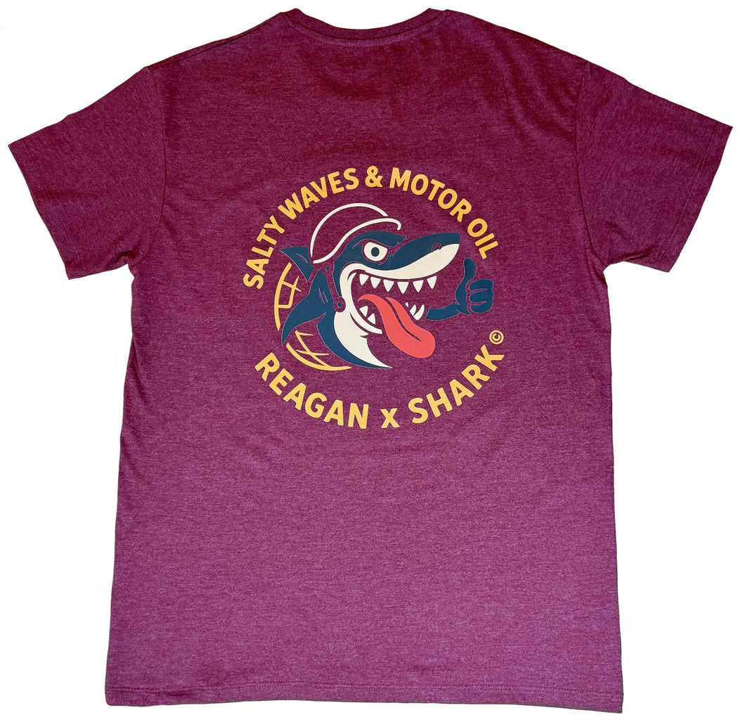 Tee Reagan x shark © Salty Waves burgundy